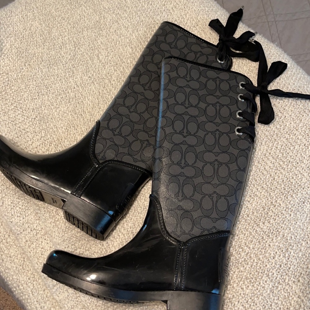 Coach tall rain boots - black